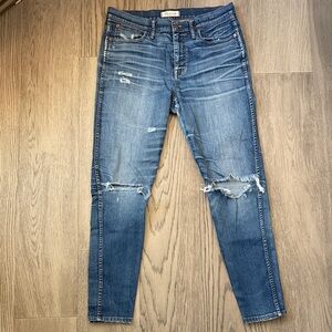 Madewell Distressed Skinny Jeans Ripped Knees Medium Wash